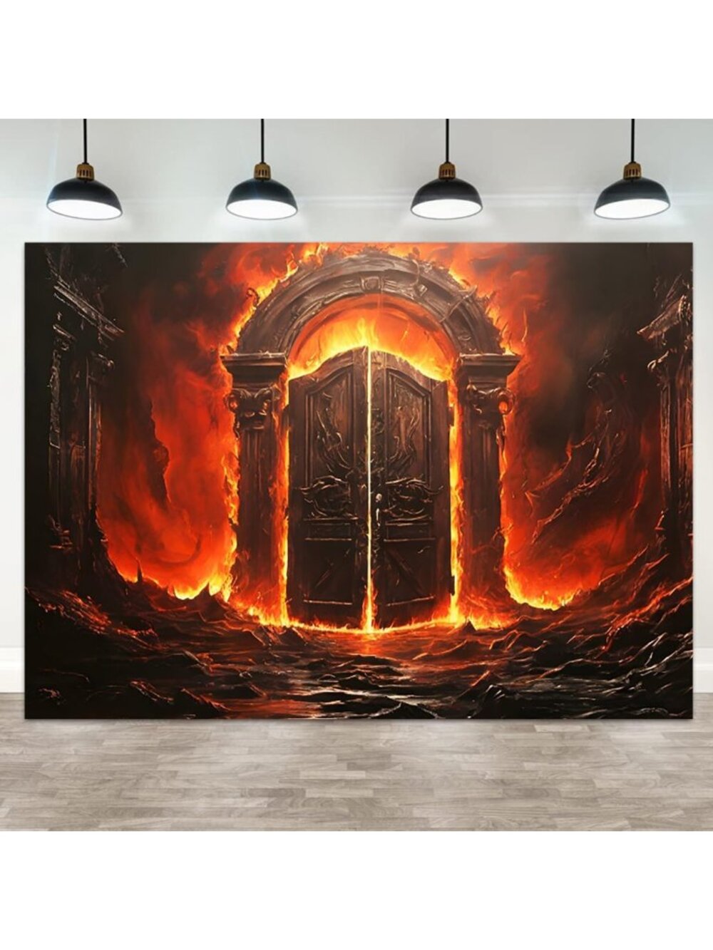 Spooky Halloween Backdrop 20x10ft Hell Gate Theme for Parties & Photo Booths